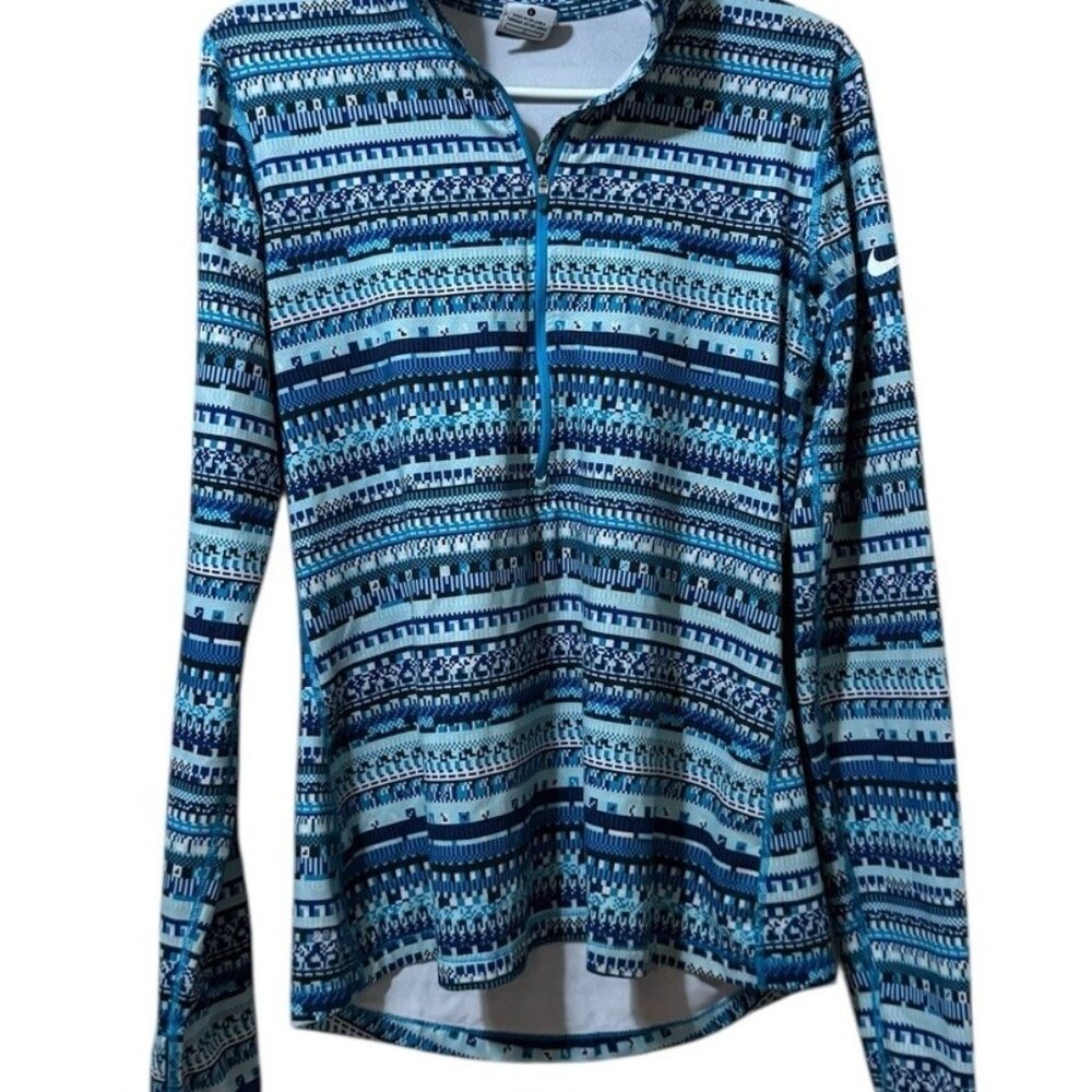 Nike Pro Dri Fit Women Size Large Long Sleeve 1/2 Zip Stretch Athleisure Preppy